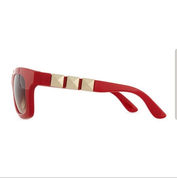 Valentino Rockstud Red Wayfarer Style Sunglasses - Picture 1 of 7